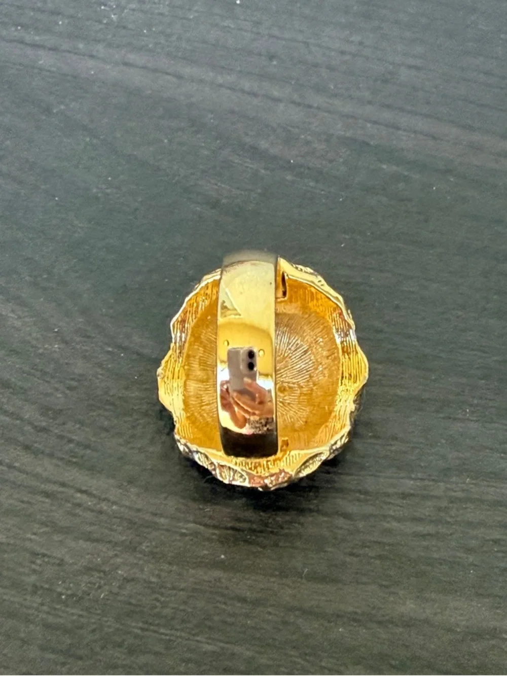 Flawless Textured Concave Gold Dome Cocktail Ring
